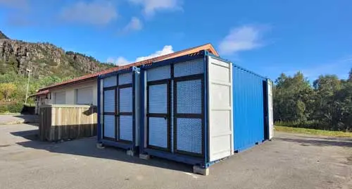 Two miner hosting containers in a Norwegian facility.