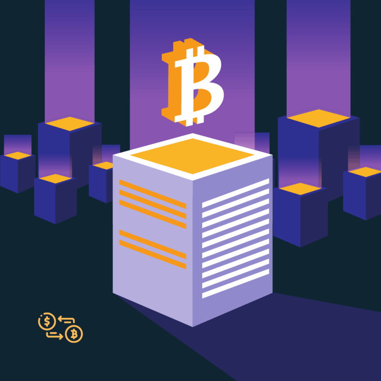 Buying or mining bitcoin. A bitcoin flowing on a hosting data center