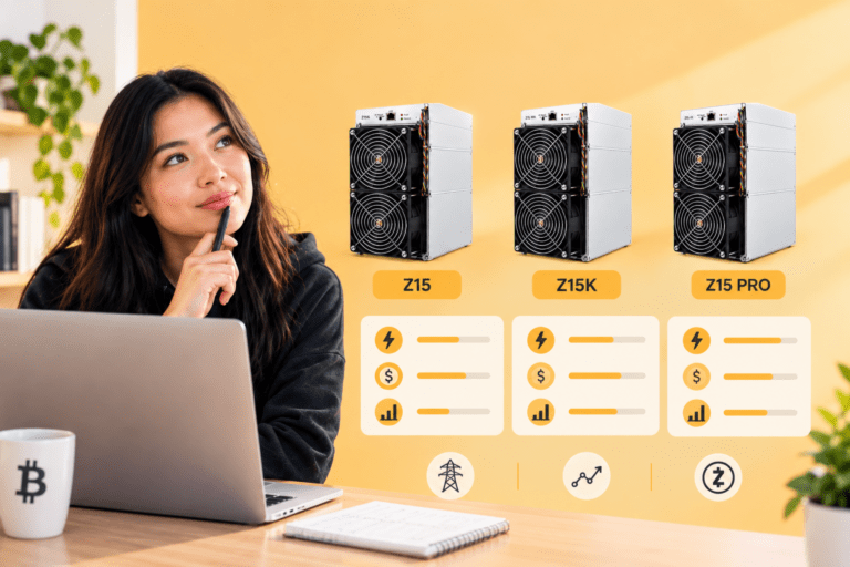 a tech girl thinking is Whether Zcash mining is profitable depends on three numbers. We run the Z15, Z15K and Z15 Pro at three power prices, then show what happens if difficulty doubles or ZEC halves.